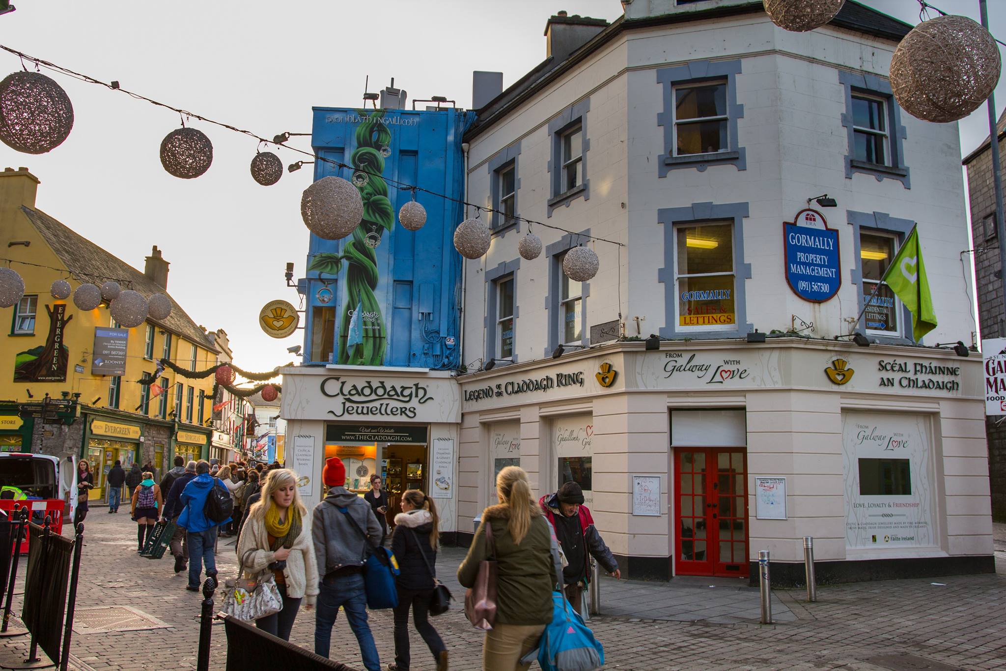 Galway city, Ireland — colorful streets and shops in the heart of the city